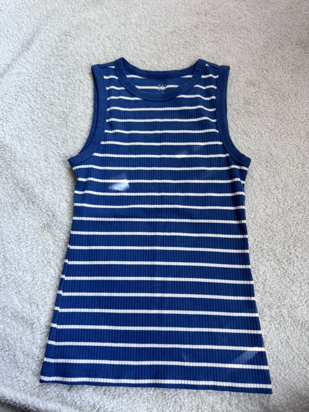 GAP Blue and White Striped Ribbed Tank One-Piece